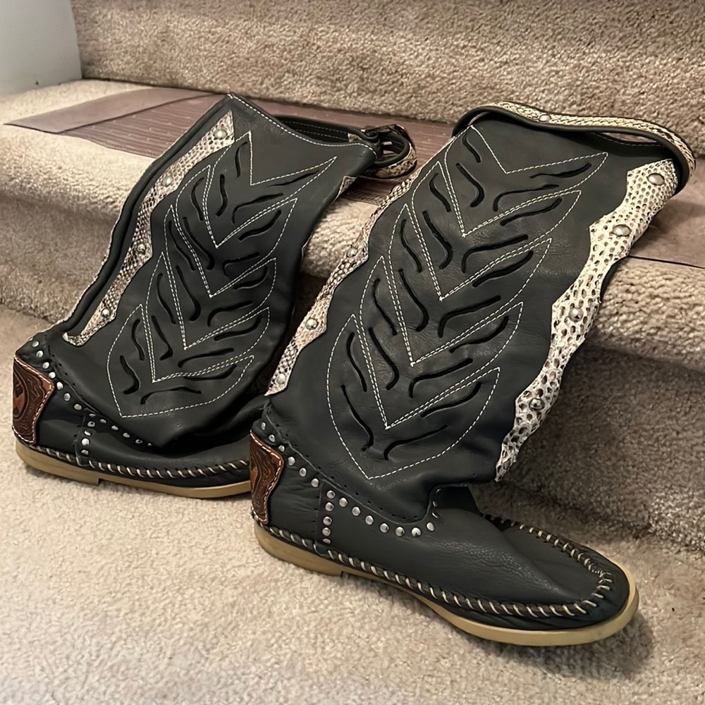 Grey Python boots